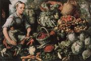 Joachim Beuckelaer Museum national market woman with fruits, Gemuse and Geflugel oil on canvas